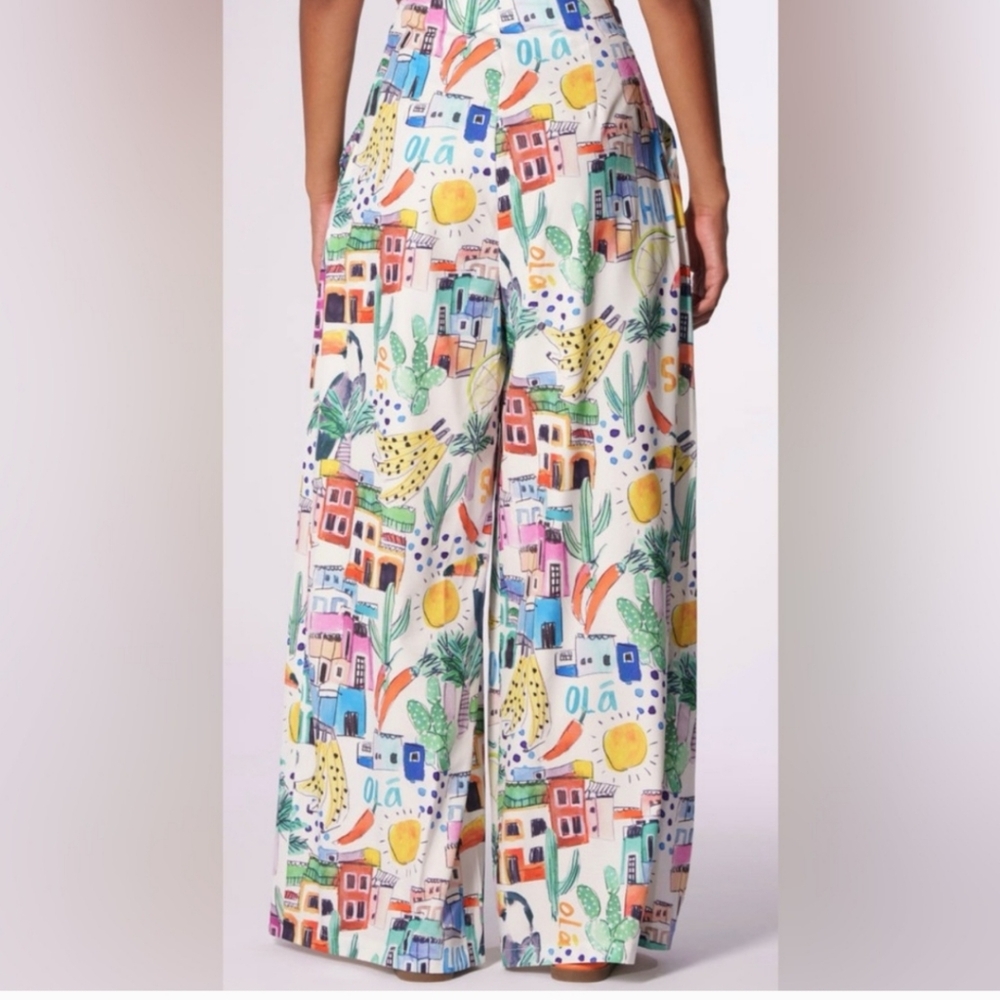 New AKIRA two piece crazy print wide leg pants set - Picture 2 of 5